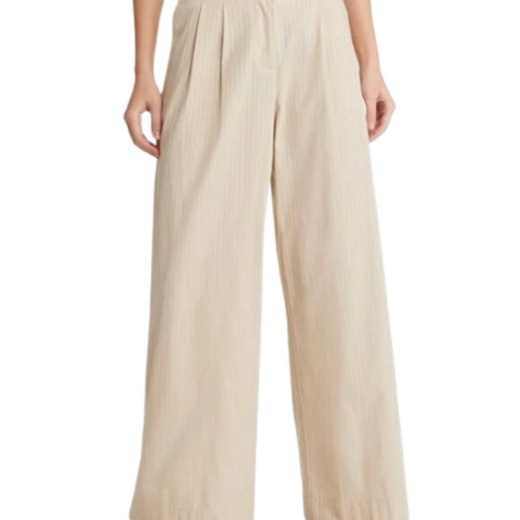 Treasure & Bond Wide Leg Pants Beige Women’s Size 28 NWT High Rise Cotton - Picture 1 of 1